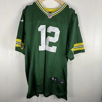 NFL Adult Stitched Aaron Rodgers 12 Green Bay Packers Football Jersey Size 48 • $75