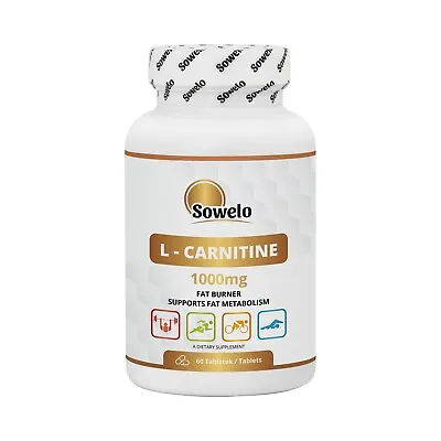 SOWELO L-CARNITINE TABLETS 1000mg FAT BURNER ENDURANCE ANTIOXIDANT • $62.69