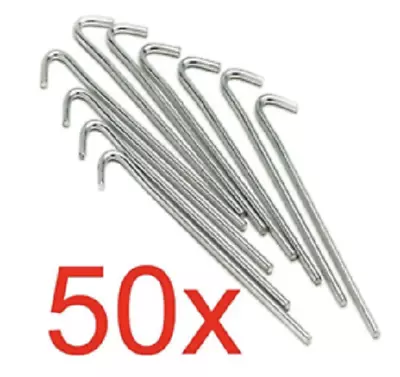 £7.95 • Buy 50 X Heavy Duty Galvanised Steel Tent Pegs Metal Camping Ground Sheet Anchor