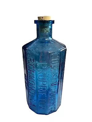 Wheaton Bottle Blue Col. Sam Johnson Proprietor Richmond VA 1852 • $12.99