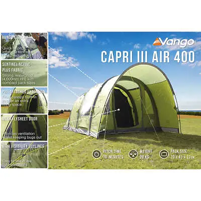 £501.59 • Buy Vango Capri III 400 AirBeam® 4 Person Family Tent