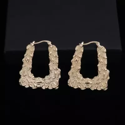 Heavy Gold 18K GF Handbag Earrings Gypsy Creole Lovely Gift Women Ladies Plated • £27.99