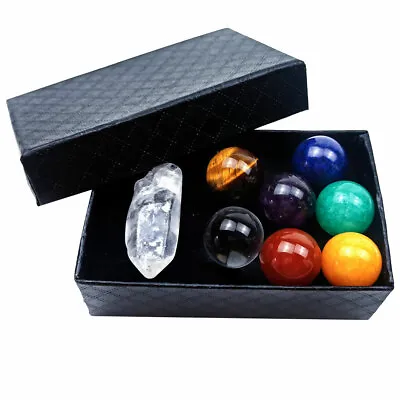 Reiki Healing Natural 7 Chakra Gemstones Sphere Ball Hexagonal Crystal With Box • $9.99