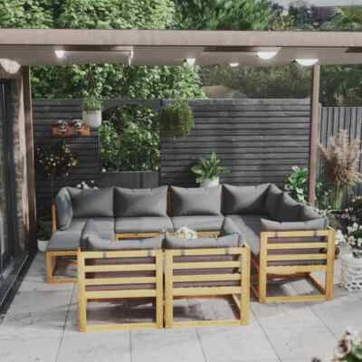 $499 • Buy 10 Piece Garden Lounge Set With Cushion Solid Acacia Wood