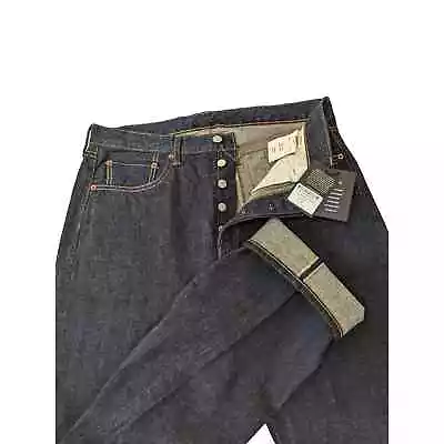 Buck Mason Japanese Loomstate Selvedge Full Saddle Jeans 34x34 Cowboy Cut Indigo • $135