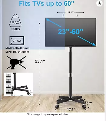 Rolling TV Stand For 23-60 Inch LCD LED Flat Curved Panel Screens TVs Height... • $54