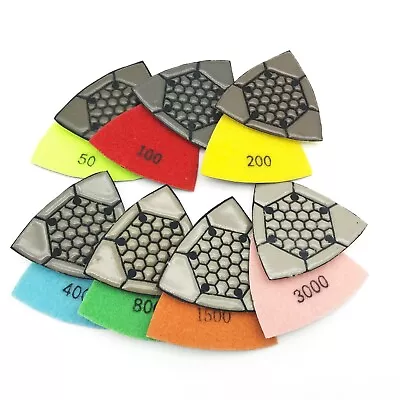 7PCS 3  Triangular Diamond Dry Polishing Pads Sanding Pad For Granite Marble • $29.99