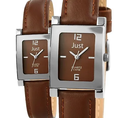 Just Women's Watch Braun Silver Analogue Real Leather 5ATM Rectangle Rectangular • $111.65
