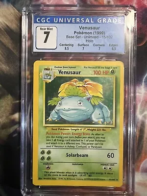 $105 • Buy Venusaur - 15/102 - CGC 7 NM/Mint - Base Set Holo - Pokemon -