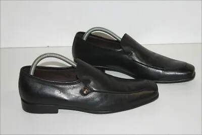 Pierre Cardin Moccasins Man Leather Veal Calfskin Black Lined T 40 Top Condition • $125.80