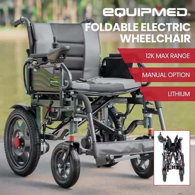 EQUIPMED Electric Folding Wheelchair Long Range Power Steel Motorised Foldable • $1060