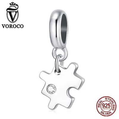 Voroco European 925 Sterling Silver DIY Charms CZ Stylish Puzzle For Bracelets • $6.60