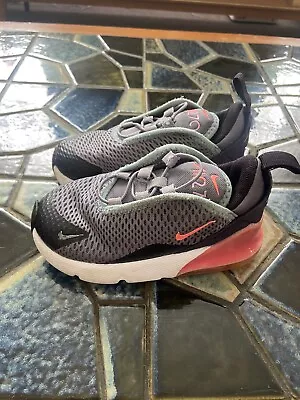 Nike Air Max 270 Sneakers Kids Size 8C  Smoke Grey/ Hyper Pink Black Shoes • $30