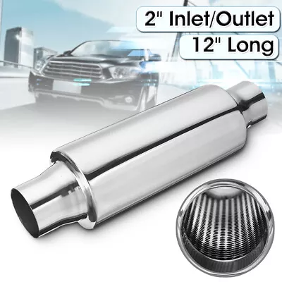 12  X 2  Inlet / Outlet Exhaust Muffler Resonator Glass Pack Silencer High Flow • $47.32