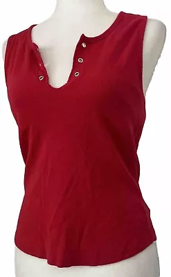 Moda International Womens Sleeveless Tank Crop Bra Top Split Neck Red Size Large • $16.99