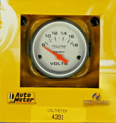 Auto Meter 4391 Ultra Lite Voltmeter Volt Meter Gauge  2 1/16 8 - 18 Volts • $69.99