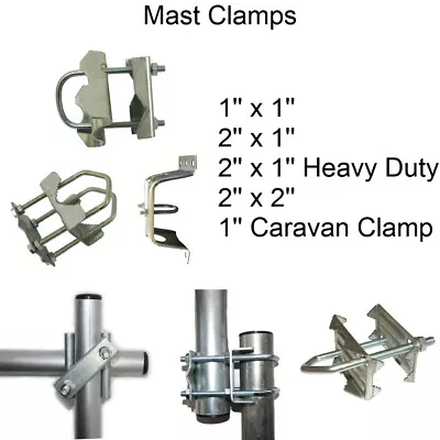 Mast Pole Clamps For TV Aerial FM DAB Satellite With U Bolt Various Sizes • £9.99