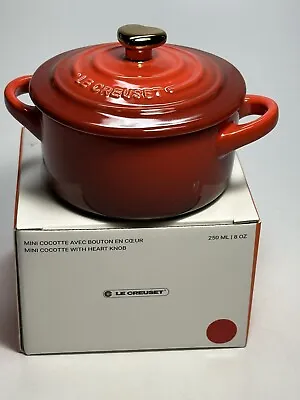 Le Creuset Mini Cocotte ~ Heart Knob Stoneware 8oz /250ml ~ Cerise Red ~ NIB • £30.88