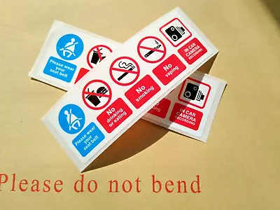 £3.45 • Buy 2 X Warning Stickers CCTV  No Smoking Vaping Eating Taxi Stickers 120mm X 40mm 