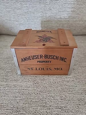 Vtg Anheuser Busch Mini Wood Crate 6  Budweiser Brewery Small Wooden Beer Box • $19.99