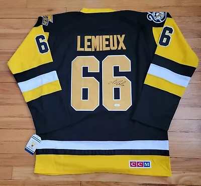 Mario Lemieux  Pittsburgh Penguins Hockey Autographed Signed Jersey  JSA Letter • $805