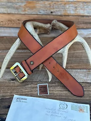 Milt Sparks Idaho City Brown Leather 1 5/8  Lined Gun Belt W/ Brass 34  To 37.5 • $290