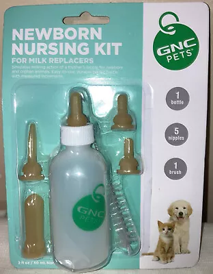  Newborn Nursing Kit GNC Pets 2oz / 60ml Bottle+5 Nipples/1 Bottle Brush • $7.50