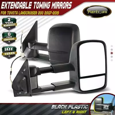 Black Extendable Towing Mirrors For Toyota Landcruiser 200 Series 2007-2019 • $242.05