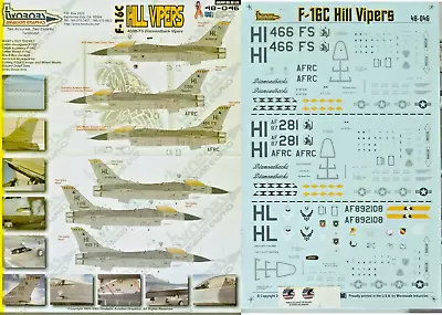 Twobobs 1/48 F-16C Hill Vipers 466th FS Diamondback Vipers Decal 48046 • $44.14