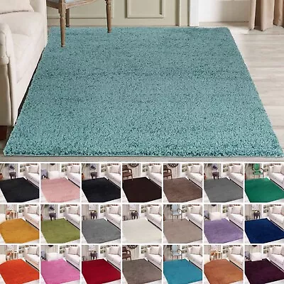 Living Room Soft Shaggy Rugs 45mm Pile Height Small - Extra Large In 22 Colours • £25.99