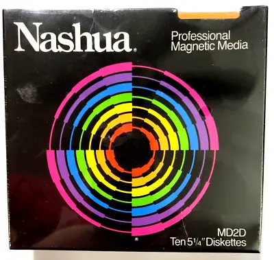 New Sealed Unopened Nashua 5.25  5 1/4  Floppy Diskettes Box Of 10 MD2D Disks • $14.50