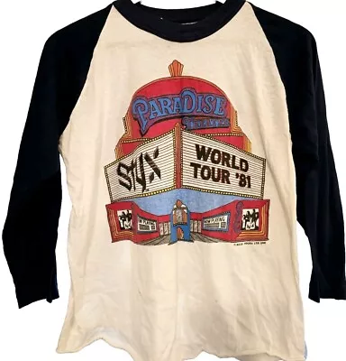 STYX Concert World Tour Raglan Shirt Vintage 1981 Paradise Theatre Large • $79