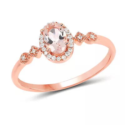 0.50 Carat Pink Morganite Halo Ring In 14K Rose Gold • $285