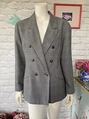 80's ST MICHAEL M&S PRINCE OF WALES DOUBLE BREASTED BLAZER FITS 38'' CHEST UK 14 • £27.50