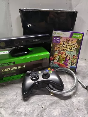 Xbox 360 Slim Gloss Black250GB With Kinect Bundle And All Cords Cleaned & Tested • $80