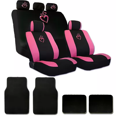 For VW New Pink Heart Car Auto Truck Seat Steering Covers Floor Mats Set  • $53.72