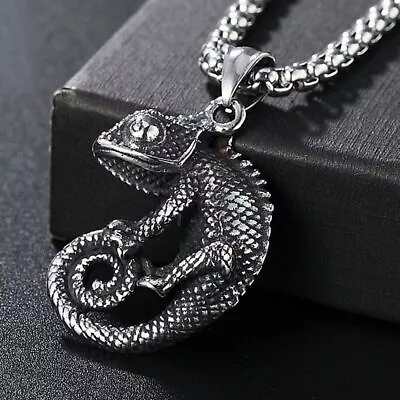 Chameleon Pendant Necklace Punk Biker Animal Men Fashion Jewelry • $12.89