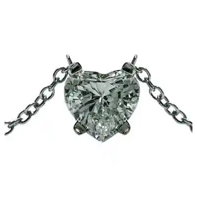Vintage .58ct Diamond Heart Necklace Platinum 14K White Gold Estate Solitaire • $2199