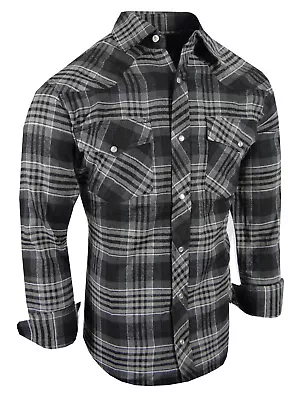 Plaid Flannel Shirt Snap Up Western Style Mens Flap Chest Pockets New Colors B • $21.95