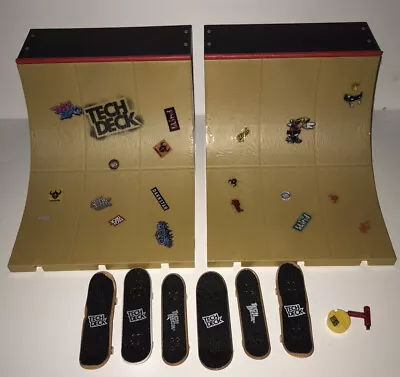 Tech Deck Ultimate Half Pipe Ramp (No Connectors) & 6 Flip Skateboards • $18