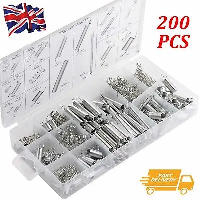200 Set Assorted Coil Spring Small Metal Steel Expansion Compressed Springs New • £6.99