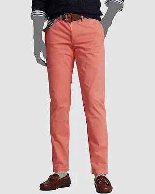 $115 Polo Ralph Lauren Men's Pink Bedford Straight Fit Chino Pants Size 32W 32L • $37.18