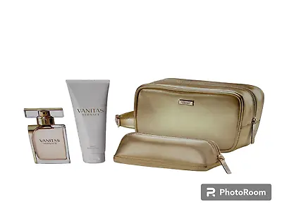 VERSACE VANITAS Perfume Gift Set  4pcs: 3.4oz EDP B.Lotion 2 Golden Pouchette • $159.99
