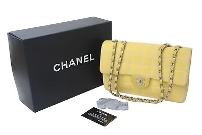 CHANEL Chocolate Bar New Travel Line Chain Shoulder Bag Yellow Used 240209T • $2059.64