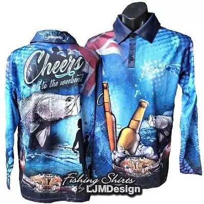 $69.95 • Buy Cheers To The Weekend Barra Fishing Shirt By LJMDesign