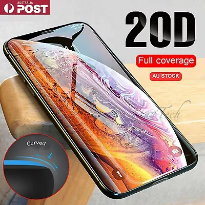 For IPhone XR 11 12 13 14 15 Pro 20D FULL Cover Tempered Glass Screen Protector • $4.99