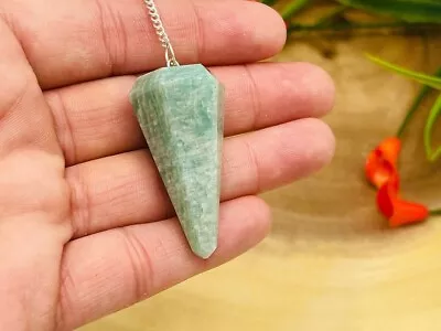 Amazonite Crystal Pendulum With Silver Plated Chain Amazonite Point Pendulum • $9.89