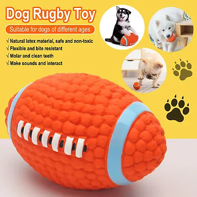 £8.99 • Buy 2 PCS Pet Dog Toy Rugby Ball Soft Chew Play Dog InteractiveDurable Squeaky Latex