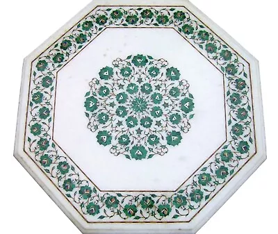 Inlaid With Malachite Stone Coffee Table Top Octagon Marble Patio Center Table • $1336.50