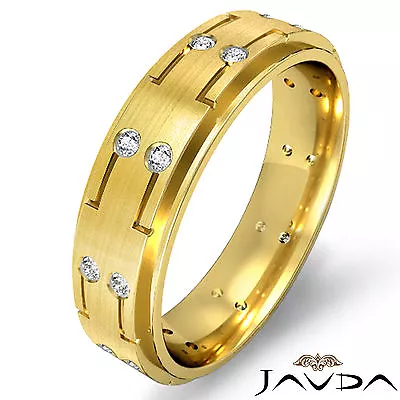 Mens Step Edge Band Round Diamond Eternity Wedding Ring 18k Yellow Gold 0.16Ct • $1969